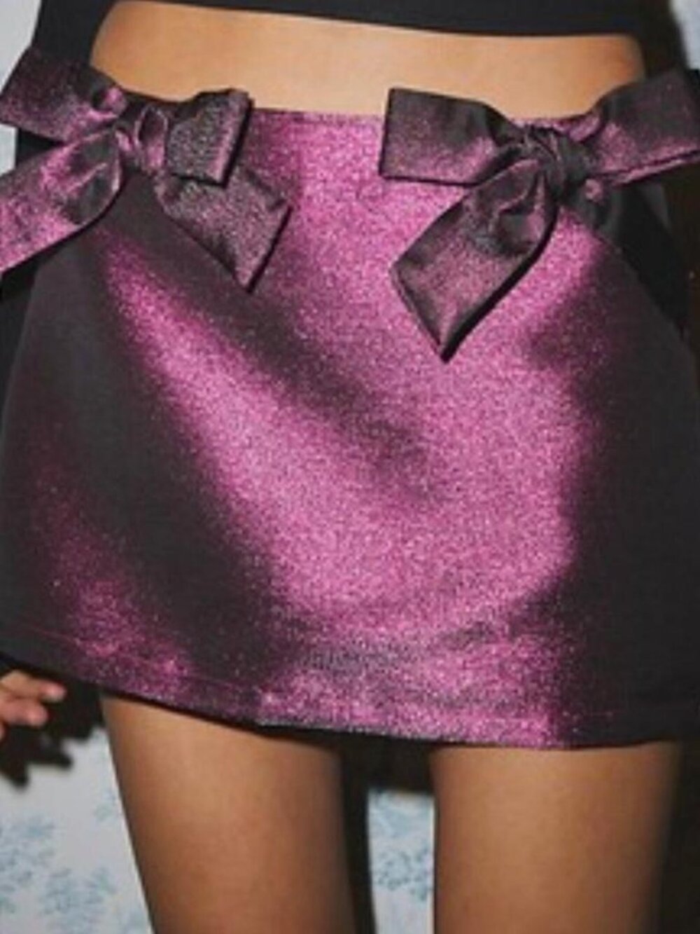 Urban Outfitters metallic fucsia pink purple sparkle bow mini skirt ⭐️ festival